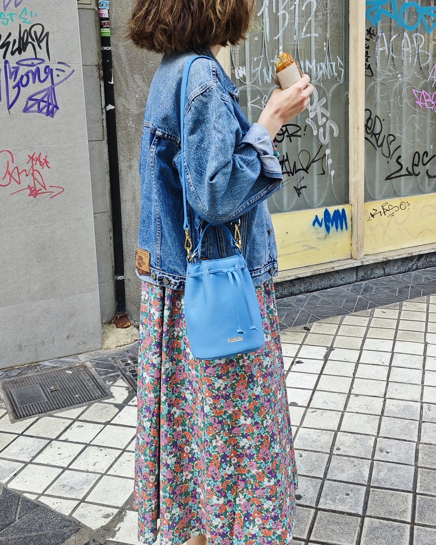 Bolso Bombonera pequeña ISA- Azul Cielo